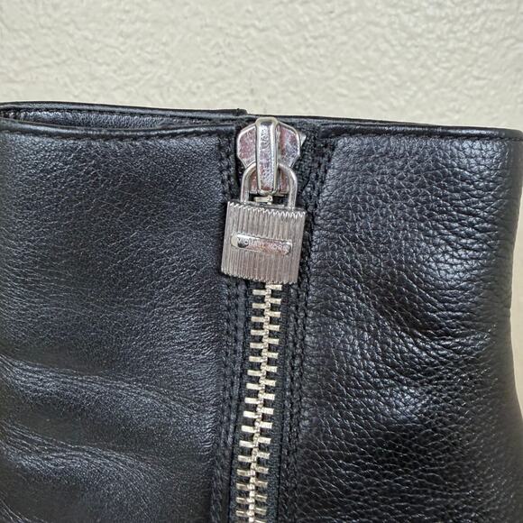 Michael Michael Kors Black Leather Zip-Up Frenchie Ankle Boot Silver Zipper - Picture 4 of 7